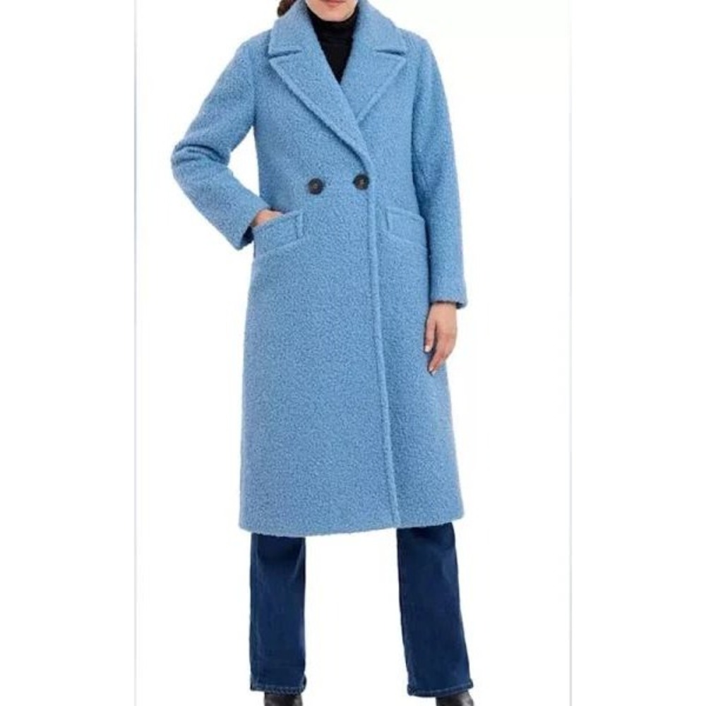 BCBGeneration Coat Misty Blue Boucle Winter Overcoat‎ Textured Outerwear Small